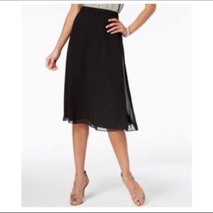 Brand New Alex Evenings black chiffon midi skirt